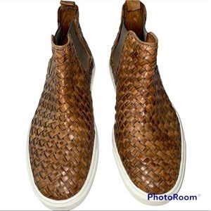 ERNESTO DOLANI woman’s leather woven ankle boot, size 38 EU, never worn